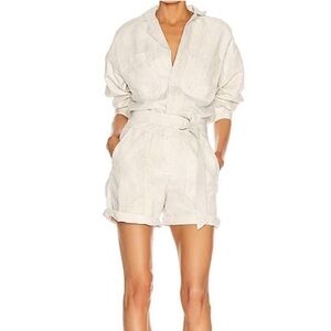 Citizens of Humanity Willa cotton and linen playsuit in Sandcastle Beige Large
